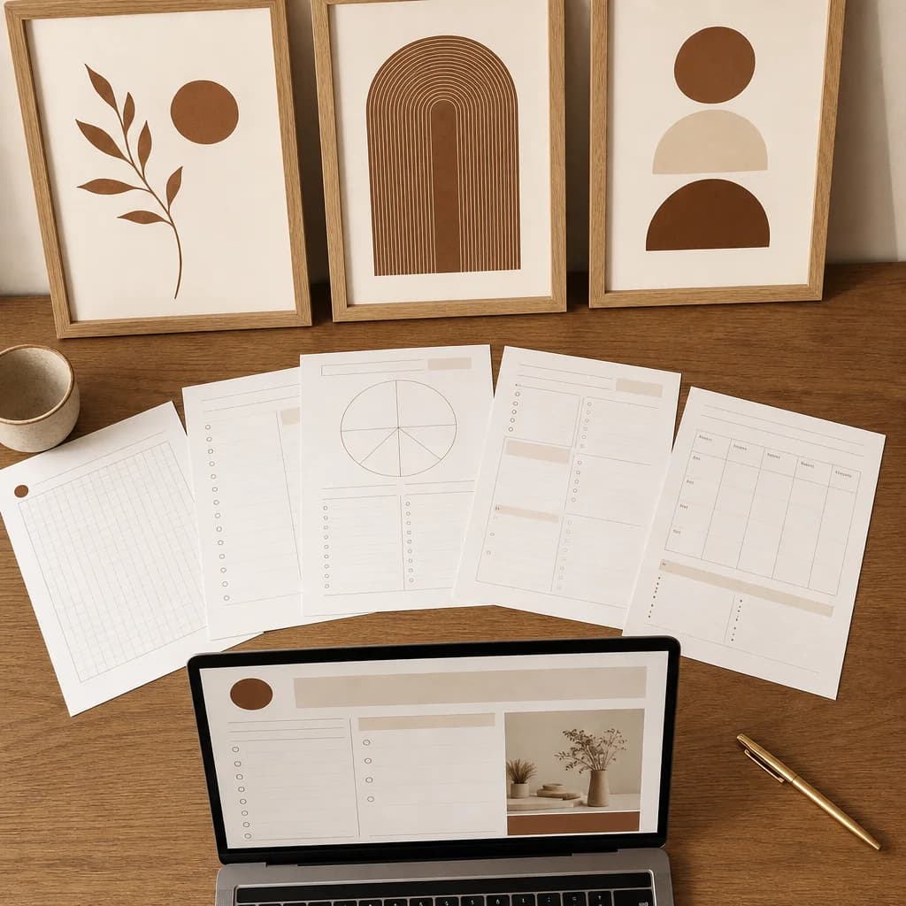 The Deskloom Bundle: wall art, planner and Notion workspace together